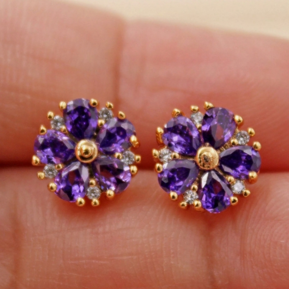Gold  Filled  & Amethyst  Stud  Earrings